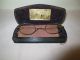 Antique Wire - Rim Eyeglasses W Doctors Name On Case & Cleaning Cloth,  Gold Patina Optical photo 8