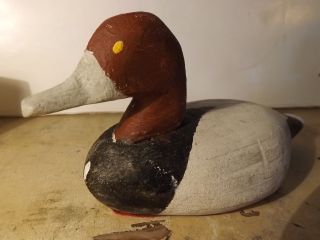 Antique Vintage Duck Decoy Redhead Hand Carved /painted Folk Art Wood Maryland photo