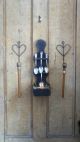 Vintage 2 Old Bobbin Candle Holders On Metal Hangers & Spoon Holder & 4 Spoons Primitives photo 3