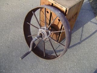 Collectible Med Size Antique Farm Cast Iron Wheel photo