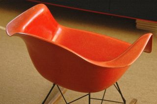 Eames Herman Miller Vntg Fiberglass Rocking Arm Shell /unfaded Red/orange 2of 2 photo