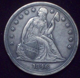1846 Seated Liberty Silver Dollar Strong Xf+/au Detailing Rare Priced To Sell photo