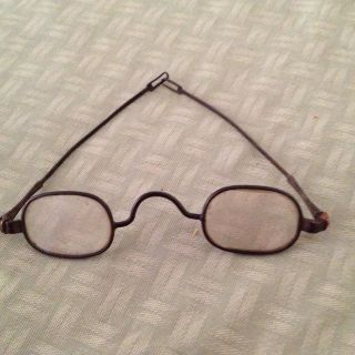 Antique Old Small Oval Metal Spectacles - Unmarked photo