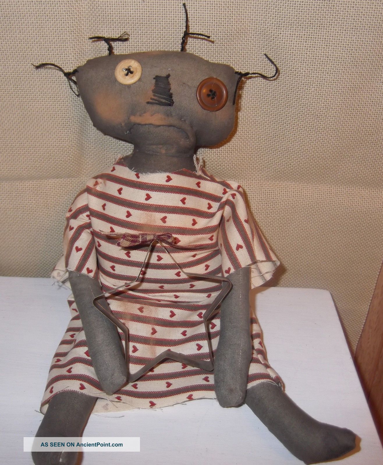 Primitive Folk Art Doll With Rusty Star - 12 In.  - Tn Primitives Primitives photo