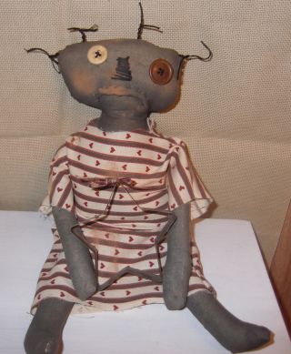 Primitive Folk Art Doll With Rusty Star - 12 In.  - Tn Primitives photo