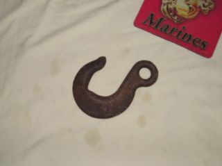 Unique Primitive Antique Wrought Iron Chain Hook - Antique Farm Tool Great Look photo