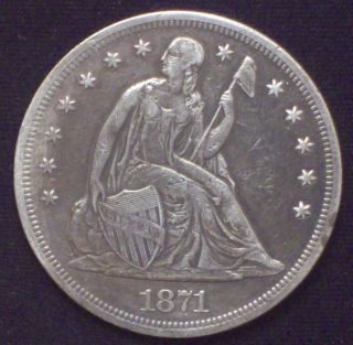 1871 Seated Liberty Silver Dollar Xf Detailing Authentic Priced To Sell Us Coin photo