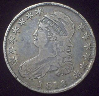 1818 Bust Half Dollar Silver O - 109a Variety Rare Vf Details Die Crack Coin photo