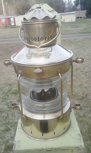 Antique Nautical Brass Ships Lantern Lamp Glass Ankerlight,  No Burner photo
