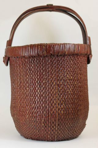 Chinese Antique Country Style Handmade Red Big Wicker Basket photo