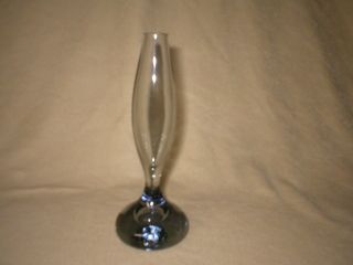 Mid Century Modern Smoke Colored Vase With Modern Form & Large Bubble Inside photo