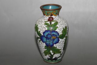 Collectable,  Chinese Cloisonne Handwork Carved And Painte Flower Decoration Vase photo