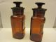 2 Rare Antique W.  T.  & Co Usa Amber Medicine Apothecary Stopper Glass Bottle Euc Bottles & Jars photo 1