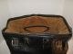 Antique Black Leather Doctor ' S/ Duffel Bag W/talon Crest Latch Zipper & Buckled Doctor Bags photo 2