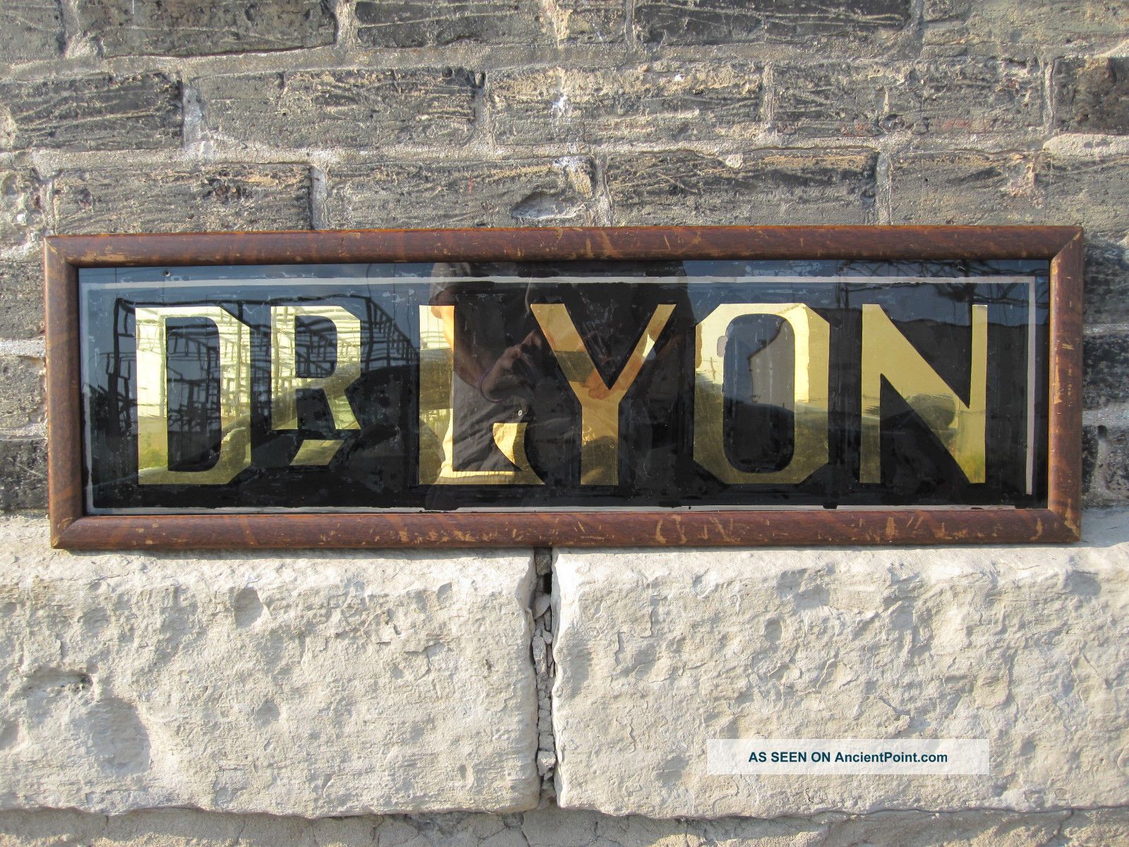 Antique Edwardian Doctor Dr Lyon Trade Sign Crane Interior Decorate Gold Black Other photo