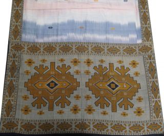 Vintage Saree Polyester Weaving Indian Sari Fabric White Making Antique Wrap photo