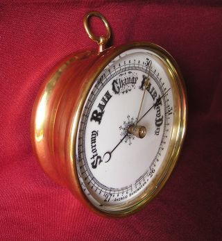 Antique Aneroid Wall Barometer - Porcelain Dial 1900 photo