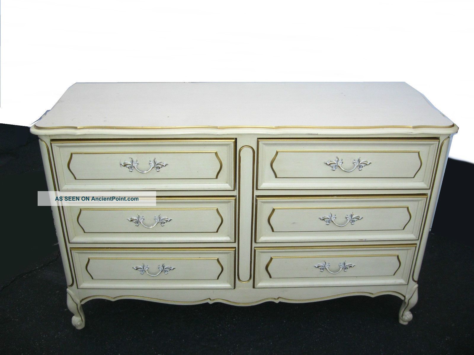 Vintage Henry Link French Provincial Off White Dresser W/ 6 Drawers Dixie Style Post-1950 photo