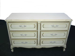 Vintage Henry Link French Provincial Off White Dresser W/ 6 Drawers Dixie Style photo