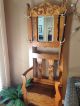 Moving Sale Antique Oak Hall Tree With Flip Top Seat 1900-1950 photo 1