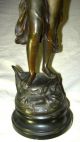 1890 ' S Art Nouveau Bronze Sculpture Lady Holding Flower Signed E.  Fuchs (emil) Art Nouveau photo 8