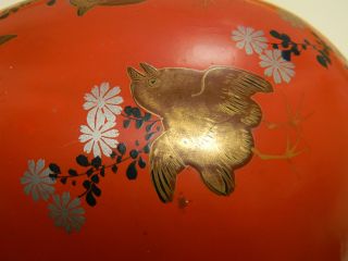 Meiji Period Lacquer Egg Shaped Box With Gilded Birds photo