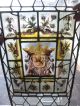 Antique 19th Cent Gothic Revival Period Leaded Stain Glass Window Family Crest Pre-1900 photo 1