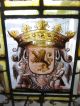 Antique 19th Cent Gothic Revival Period Leaded Stain Glass Window Family Crest Pre-1900 photo 2