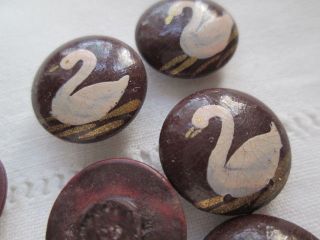 8 Vintage Buttons,  Hand Painted Swan,  And 2 Linen Your Project photo