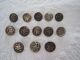 13 Antique Victorian Era Silver Metal Pewter Button With Floral Design Buttons photo 4