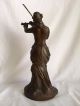 Antique Victorian Spelter Statue Classical Violin Violinist Clock Topper Metalware photo 3