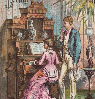 Waterville Me Loring & Blake Palace Organ Worcester Victorian Advertising Card photo