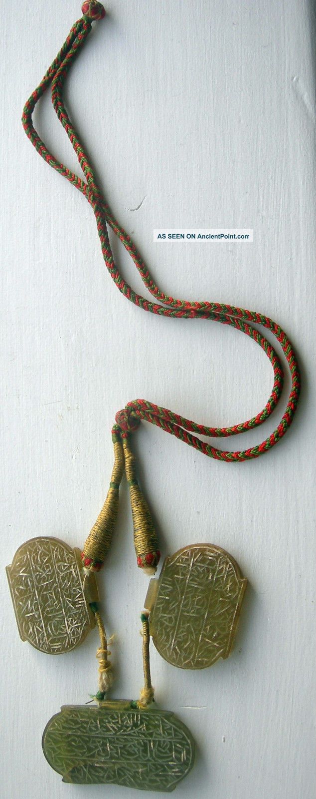 Rare Ancient Chinese Jade Three Plaque Calligraphy Pendant. Necklaces & Pendants photo