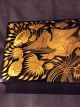 Vintage Black Lacquer Wood And Gold Leaf Ornate Covered Box Boxes photo 2