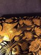 Vintage Black Lacquer Wood And Gold Leaf Ornate Covered Box Boxes photo 5