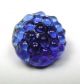 Antique Charmstring Glass Button Cobalt Blue Berry Top Swirl Back Buttons photo 1