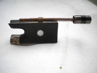 Vintage German Violin Bow Frog Silver/ebony 4/4 Old Stock photo