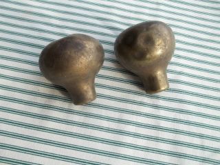 Two Antique Horse Harnes Hanes Knobs,  Solid Unpolished Brass,  Free S/h photo