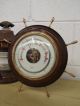 Vintage West German Old Wooden And Brass Nautical Barometer Barigo - Ships Wheel Other photo 3