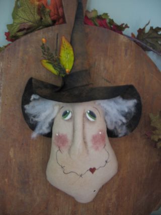 Pattern Primitive Raggedy Halloween Witch Doll Door Hanger Tuck photo