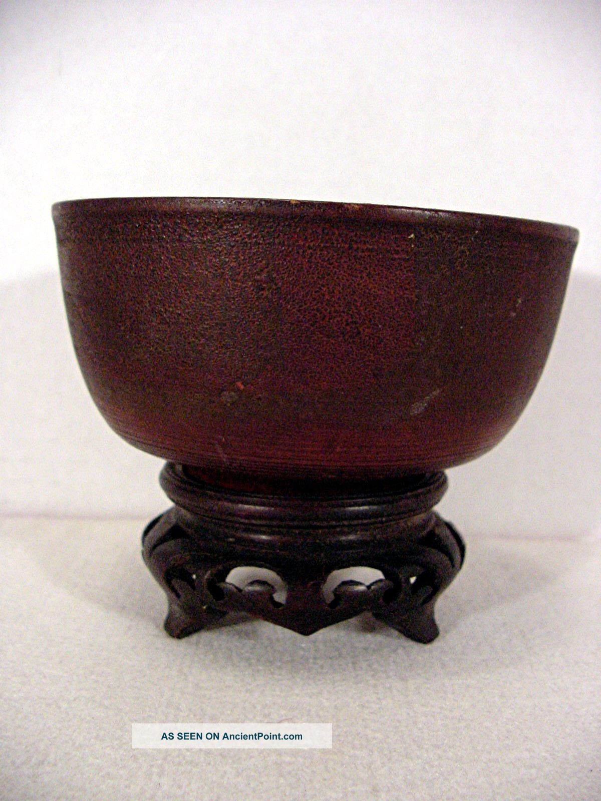 Endo Period Antique And Most Rare Japanese Wooden Tea / Rice Bowl Spiral Carved Bowls photo