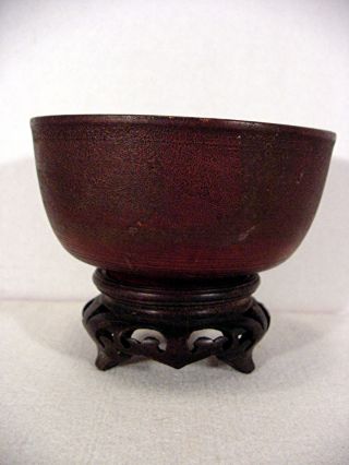 Endo Period Antique And Most Rare Japanese Wooden Tea / Rice Bowl Spiral Carved photo