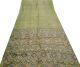 Vintage Saree Pure Silk Paisley Printed India Sari Fabric Green Deco Dress 5yd Other photo 4