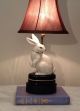 Chinese Export Designer Rabbit Accent Lamp Crackle Glaze Designer Decorator Choc Lamps photo 7