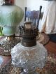 Antique Miniature Pressed Glass Kerosene Oil Lamp Roses Lamps photo 1