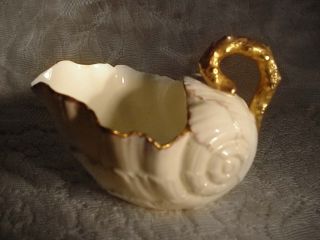 Elegant Antique Shell Shaped Creamer Gold Handle England.  Brownfield & Gould ?? photo