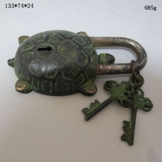 Wonderful Chinese Handwork Style Bronze Turtle Lock Ang Key photo