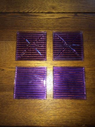 Rare Star Solorap 4 Glass Tiles Prism Industrial Window Salvage Sawtooth Purple photo