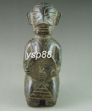 1345g Antique Chinese Hongshan Culture Jade Carved Kneel Human Carving photo
