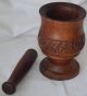 Vintage Mortar & Pestle Wood Hand - Carved Kharal Okhli India 10507 Mortar & Pestles photo 1